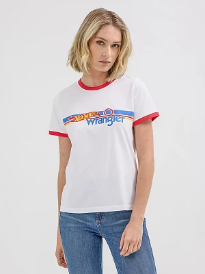 Wrangler® x Hot Wheels™ Women's Logo Ringer Tee Bright White