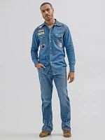 Wrangler® x Hot Wheels™ Men's Denim Work Shirt Light Blue