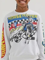 Wrangler® x Hot Wheels™ Boy's Crewneck Rodeo Pullover Bright White