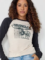 Womens Raglan Band Tee:Oatmeal:M