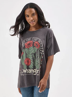 Women's Wrangler Western Graphic Oversized Tee Chocolate Torte