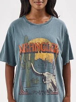 Women's Wrangler Western Graphic Oversized Tee Goblin Blue