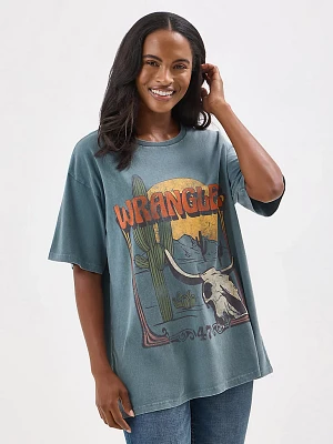 Women's Wrangler Western Graphic Oversized Tee Goblin Blue