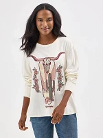 Women's Wrangler Graphic Long Sleeve Relaxed Tee Whisper White