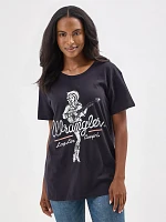 Women's Wrangler Western Graphic Boyfriend Tee Cowgirl on Black