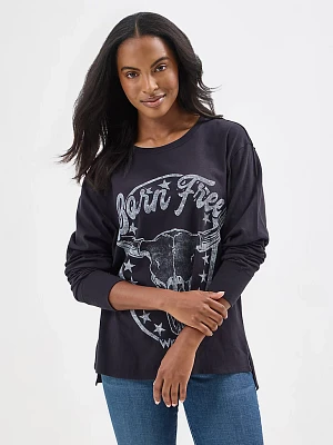 Women's Wrangler Graphic Long Sleeve Relaxed Tee Black Beauty