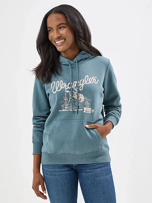 Women's Wrangler Western Graphic Hoodie Goblin Blue