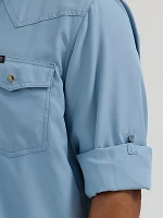 Wrangler ATG™ Men's Western Angler Shirt Ashley Blue