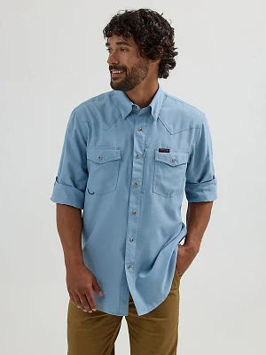 Wrangler ATG™ Men's Western Angler Shirt Ashley Blue