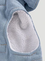 Denim Sherpa Lined Dog Jacket:Light Blue:XS