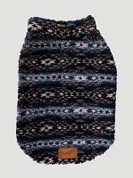 Printed Sherpa Dog Sweater:Blue Multi:S