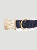 Denim Sherpa Dog Collar in Dark Blue