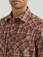 Men's Wrangler Retro® Long Sleeve Sawtooth Snap Pocket Western Shirt Cocoa Brown