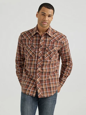 Men's Wrangler Retro® Long Sleeve Sawtooth Snap Pocket Western Shirt Cocoa Brown