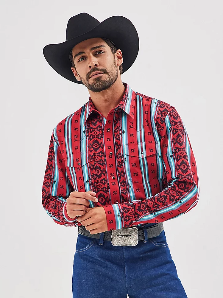 Men's Checotah® Long Sleeve Western Snap Printed Shirt Sonoran Red