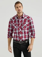 Men's Wrangler Retro® Long Sleeve Sawtooth Snap Pocket Western Shirt Burgundy Plaid