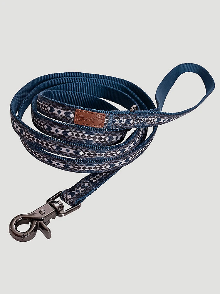 Geo Print Dog Leash:Blue Multi:XS/S