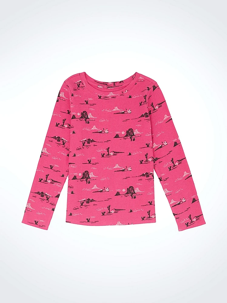 Girl's Long Sleeve Desert Graphic Tee Pink