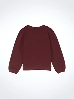 Girl's Wrangler Embroidered Puff Sleeve Pullover Burgundy