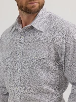 Men's 20X® Competition Advanced Comfort Long Sleeve Two Pocket Western Snap Shirt Gray Orb Print