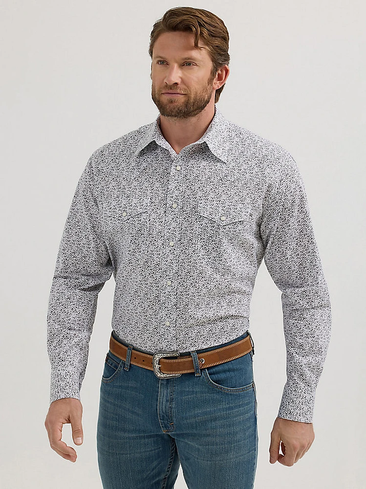 Men's 20X® Competition Advanced Comfort Long Sleeve Two Pocket Western Snap Shirt Gray Orb Print