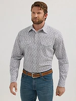 Men's 20X® Competition Advanced Comfort Long Sleeve Two Pocket Western Snap Shirt Gray Orb Print