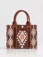 Southwestern Print Cross Body Canvas Mini Tote in Light Coffee