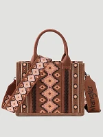 Southwestern Print Cross Body Canvas Mini Tote in Dark