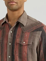 Men's Wrangler® Retro® Premium Long Sleeve Western Snap Printed Shirt Warm Stripe