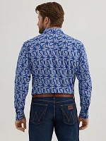 Men's 20X® Competition Advanced Comfort Long Sleeve Two Pocket Western Snap Shirt Bold Blue Paisley