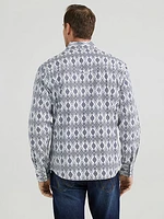 Men's Wrangler® Retro® Premium Long Sleeve Western Snap Printed Shirt Navy Diamonds