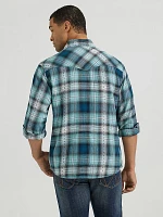 Men's Wrangler Retro® Premium Long Sleeve Western Snap Plaid Shirt Multi Teals