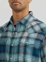 Men's Wrangler Retro® Premium Long Sleeve Western Snap Plaid Shirt Multi Teals