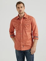 Men's Wrangler Retro Premium Western Snap Solid Shirt Rust