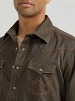 Men's Wrangler Retro Premium Western Snap Solid Shirt Rust