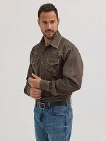 Men's Wrangler Retro Premium Western Snap Solid Shirt Black Olive