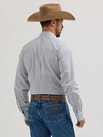 Wrangler® George Strait™ Long Sleeve Button Down One Pocket Shirt Bars White