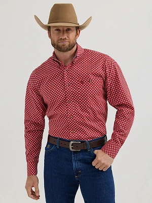 Wrangler® George Strait™ Long Sleeve Button Down One Pocket Shirt Ruby Flower