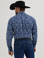 Wrangler® George Strait™ Long Sleeve Button Down One Pocket Shirt Big Blue Paisley