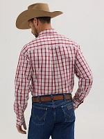 Wrangler® George Strait™ Long Sleeve Button Down One Pocket Shirt Cerise Plaid