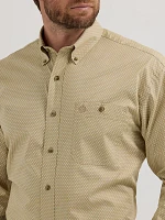 Wrangler® George Strait™ Long Sleeve Button Down One Pocket Shirt Sand Slashes