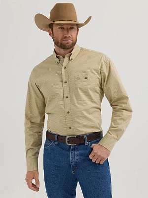 Wrangler® George Strait™ Long Sleeve Button Down One Pocket Shirt Sand Slashes