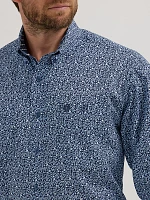 Wrangler® George Strait™ Long Sleeve Button Down Two Pocket Shirt Floral Navy