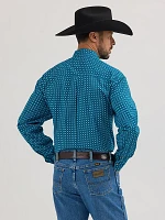 Wrangler® George Strait™ Long Sleeve Button Down Two Pocket Shirt Turquoise Circleboard