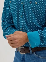 Wrangler® George Strait™ Long Sleeve Button Down Two Pocket Shirt Turquoise Circleboard