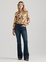 Women's Saddle Up Slim Western Snap Shirt Tan