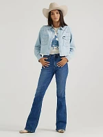 Women's Wrangler Cut-Off Denim Boyfriend Snap Shirt Light Wash