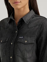 Women's Wrangler Denim Cowboy Snap Shirt Black