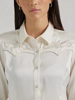 Women's Wrangler Satin Western Shirt White