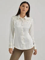 Women's Wrangler Satin Western Shirt White